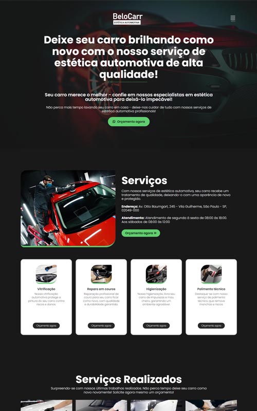 Site para estetica automotiva
